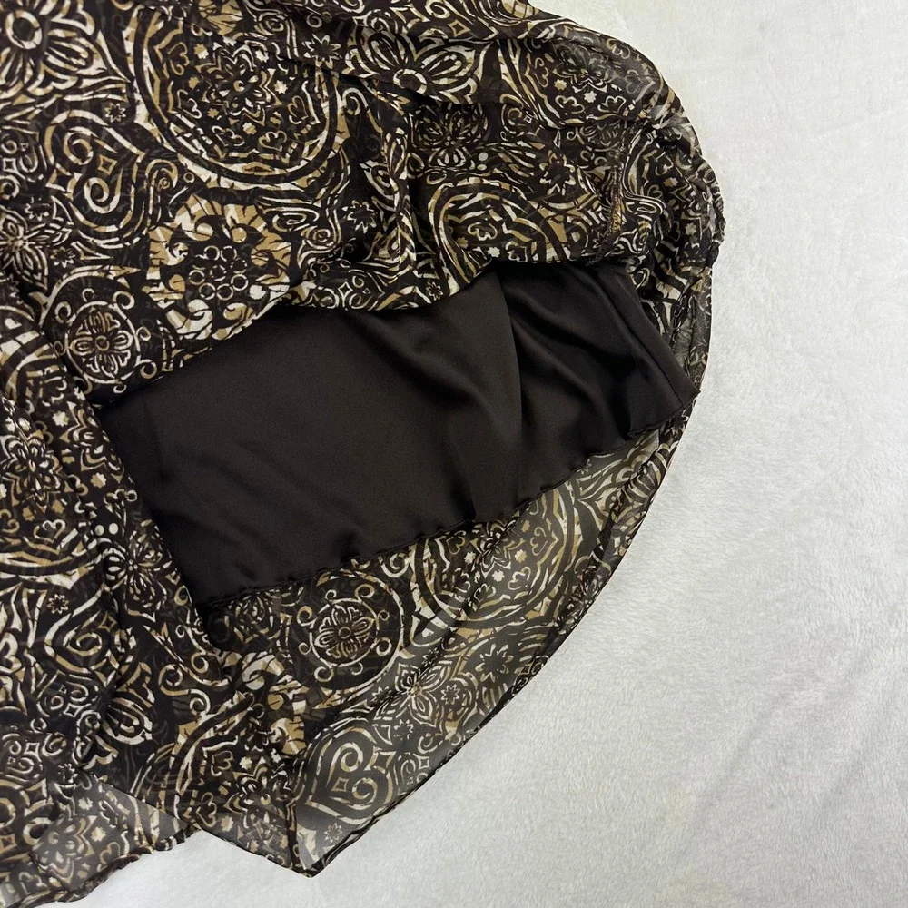 La Redoute Skirt Womens 8 Brown Medallion A-Line Knee‎ Length Boho Summer
